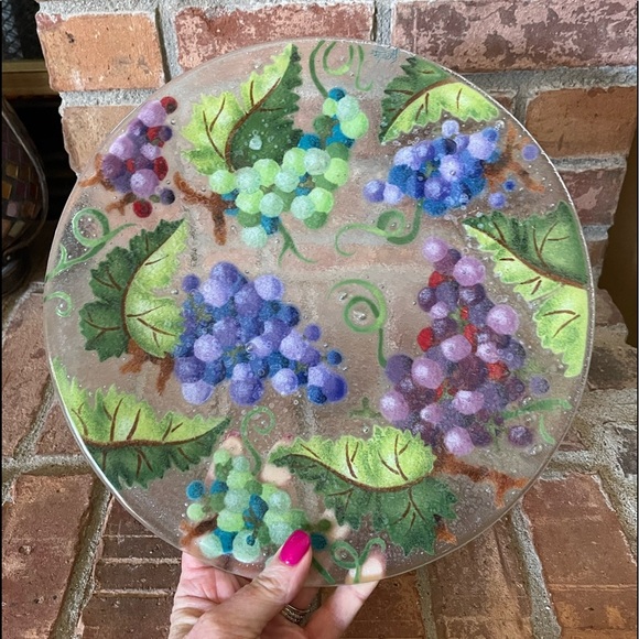 Fireglass Signed Glass Plate Grape Clusters - Picture 2 of 6